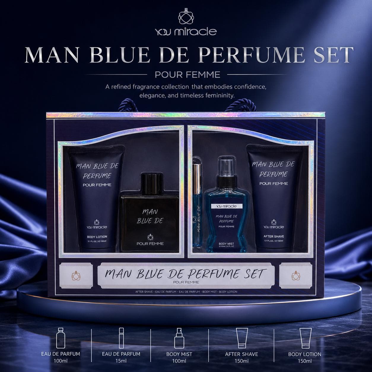 YOU MIRACLE YM7871 Fragrance gift set — navy box