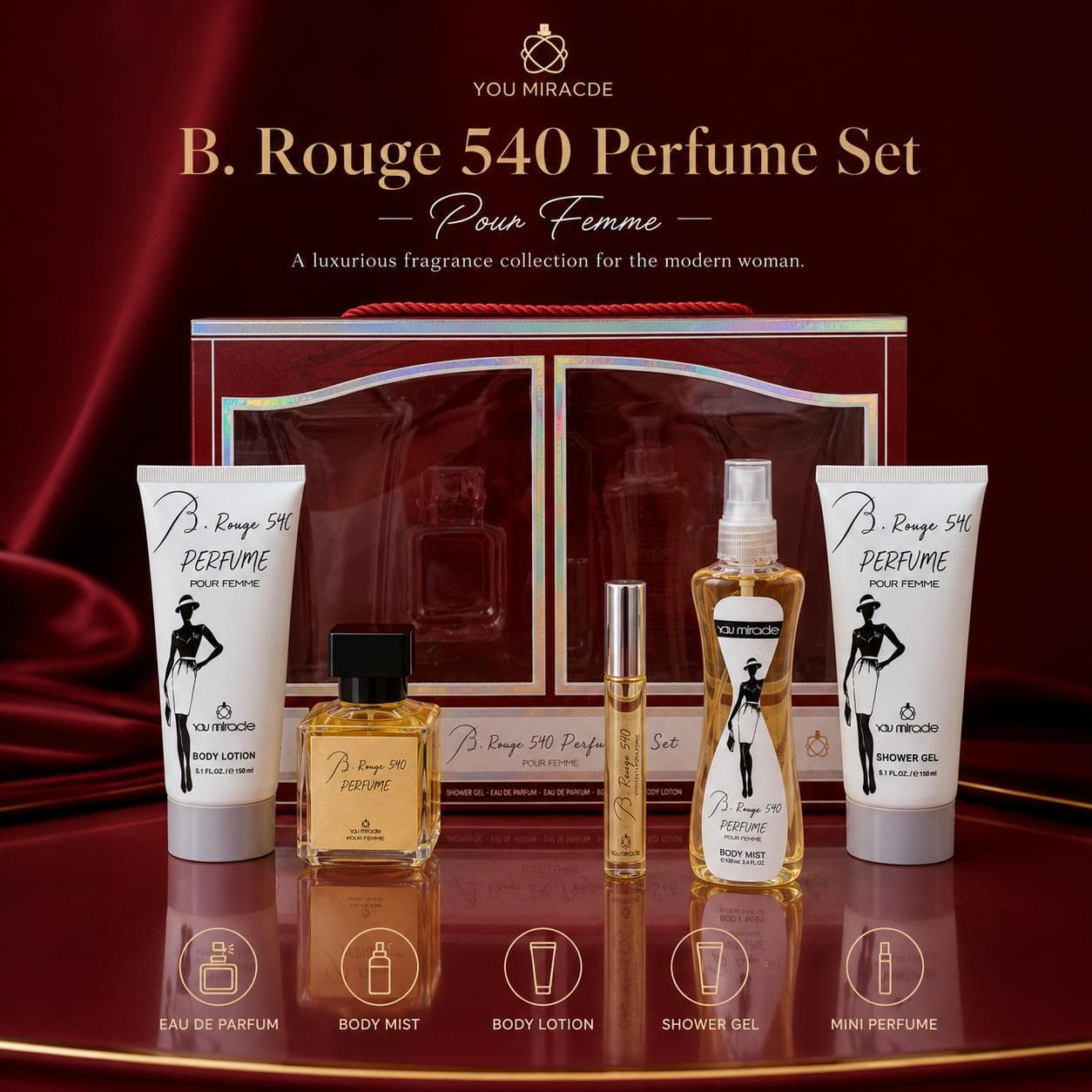 YOU MIRACLE YM7872 Fragrance gift set — red box